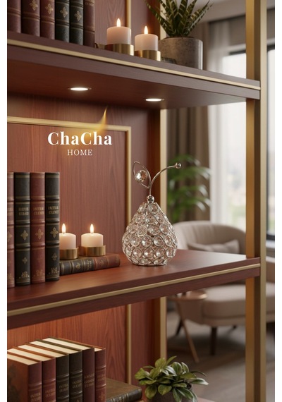 Chacha Home Kristal Taşlı Armut Dekoratif Obje Salon Ve Konsol Aksesuarı