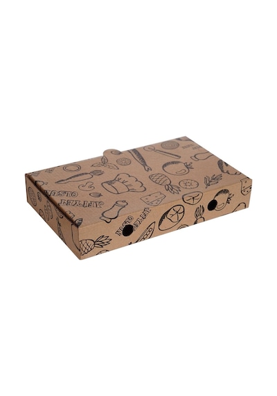Mi x Baskılı Küçük Pide Kutusu 23 x 14 x 4 CM  500 Adet