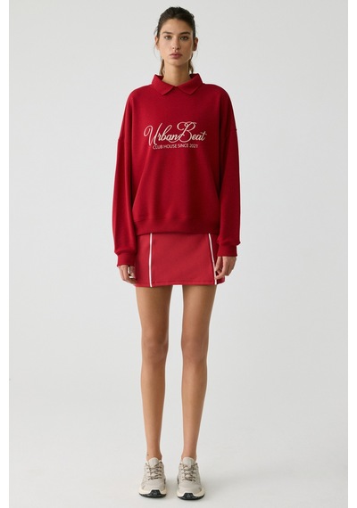 Urban Beat Steffı Kadın Triko Polo Yaka Baskı Detaylı Relaxed Kırmızı Sweatshirt Kırmızı Urban Beat Steffı Kadın Triko Polo Yaka Baskı Detaylı Relaxed Kırmızı Sweatshirt Kırmızı