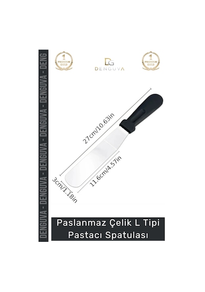Hamurkalıbı Paslanmaz Çelik Profesyonel Pasta Süsleme Krema Düzeltme Ganaj L Tipi Pastacı Spatulası Çok Renkli