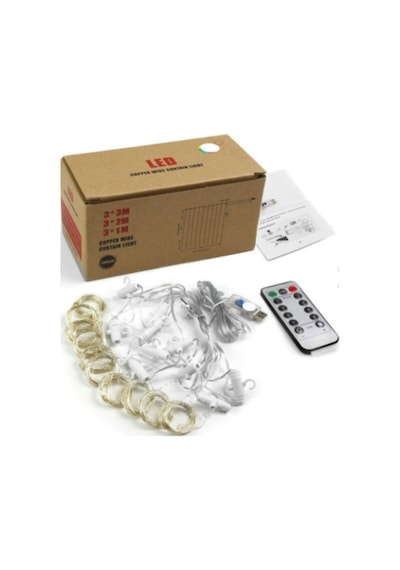 Ledison Kumandalı 8 Ayrı Moda Sahip 3Mx3M ( 300 Cm X 300 Cm ) Perde Led Peri Led Usb 422 Gün Işıgı