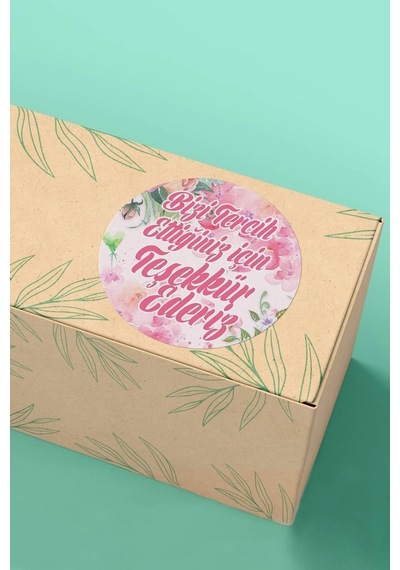 Çiçekli Teşekkür Ederiz Sticker 3x3cm St2358 Çok Renkli
