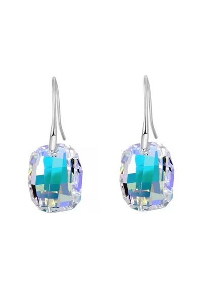 Monemel Kristal Taşlı Küpe Gümüş Altın Kaplama E0446 Gümüş - Rodyum
