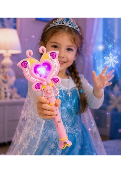 Kelebek Tasarımlı Sesli Ve Işıklı 30 Cm Boyutunda Eğlenceli Oyuncak Sihirli Değnek Pembe