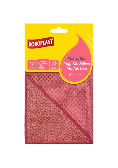Koroplast Mikrofiber Yağ &amp Kir Sökücü Mutfak Bezi Tekli, Çift Taraflı Hızlı Kuruyan Mikrofiber Mutfak Temizl Çok Renkli