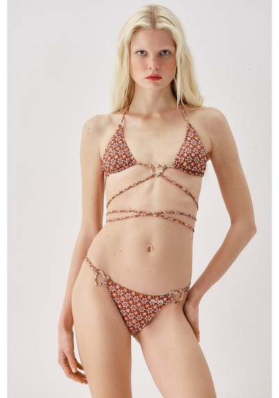 Sagaza Studio Ss6055 Çtır Çiçek Desenli Üçgen Bikini Set Cok Renklı