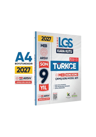 2027 LGS 8.Sınıf TÜRKÇE Karakutu MEB Çıkmış Soru Modülü Video/PDF Çözümlü Konu Konu Son 9 Yıl