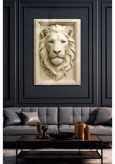 3d Metal Baskı - Aslan Figürlü Dekoratif Tablo, Sanat, Ev Dekorasyon