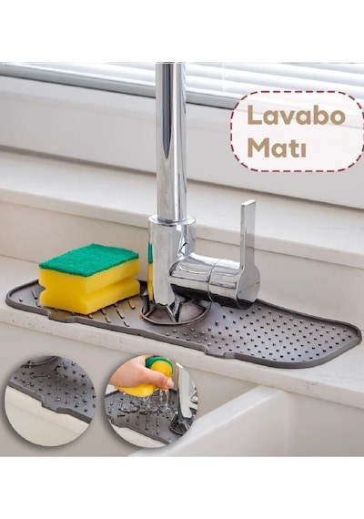 Su Tutucu Musluk Matı Mutfak Ve Banyo Için Koruyucu Musluk Ve Lavabo Matı Silikon Tezgah Üstü Mat Pl Diğer