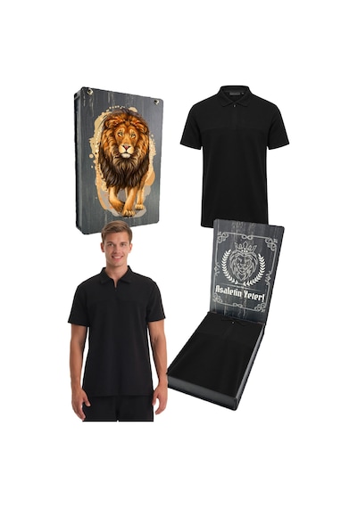 Gsstore Galatasaray Lisanslı Polo Yaka Siyah T-shirt Uv Kutu 03-siyah