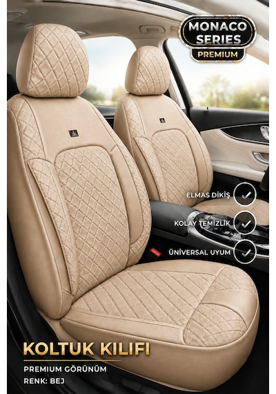 Mini Cooper 2014 Ve Sonrası Uyumlu Monaco Serisi Bej Oto Koltuk Kılıfı