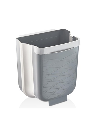 Katlanabilir Çöp Kovası - Askılı Plastik Mutfak Çöp Kovası - 6 Litre Gri