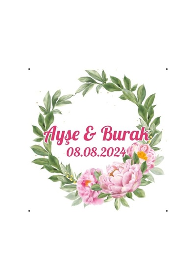 Zarif Altın Rengi Çelenk Etiketi Kına Nişan Düğün 3x3 Cm Özel Etiket / 50 Adet Sticker Beyaz