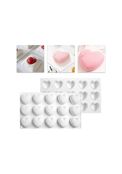 Siliko World Silikon 3d Kalp Kalıbı Kek Çikolata Muffin Sabun Mum Epoksi Reçine Kalıbı, Beyaz