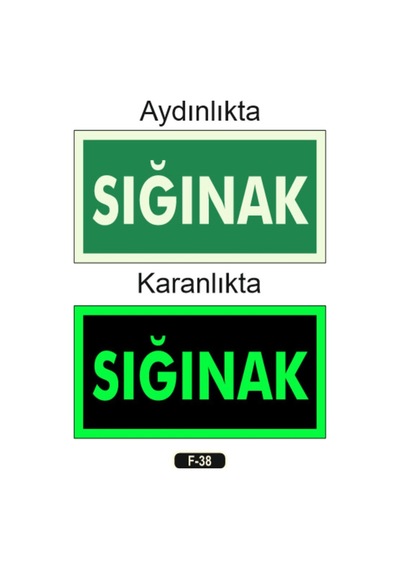 Fosforlu Sığanak Yön Levhası F 38 Yönlendirme Levhası Fosforlu Fotolümen