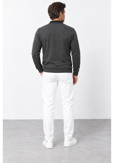 Bihan Store Erkek Yarım Fermuarlı Polo Yaka Sweatshirt 11719-antrasit