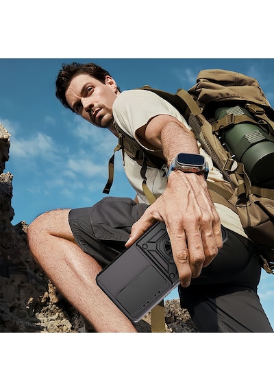 Tecno Camon 40 4g Kılıf Magnetik Standlı Kamera Korumalı Mkst Sürgülü Vega Kapak - Siyah Siyah