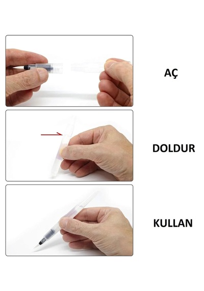 3 Adet Su Hazneli Suluboya Fırçası