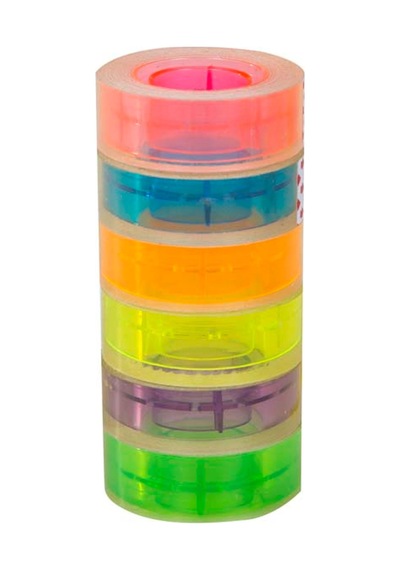 Noki Neon Renkli Şeffaf Bant 19 MM X 33 M 6'lı Rulo