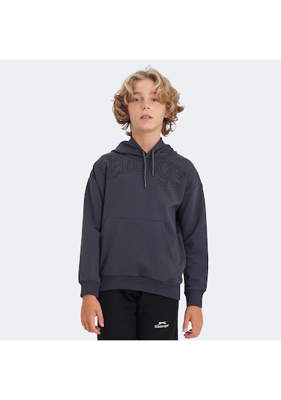 Slazenger LETTO Çocuk Kapüşonlu Cepli Koyu Gri Sweatshirt