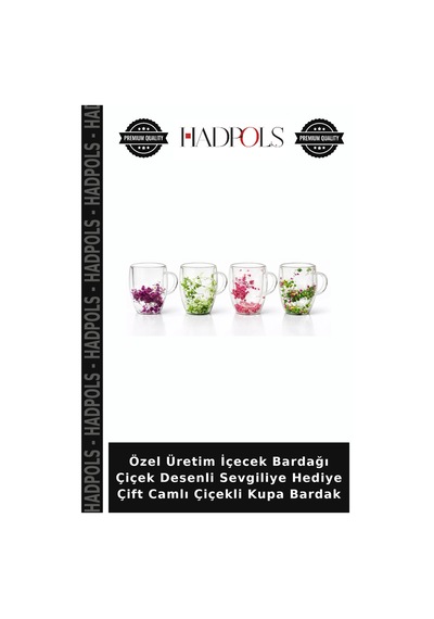 Özel Üretim İçecek Bardağı Çiçek Desenli Sevgiliye Hediye Çift Camlı Çiçekli Kupa Bardak Diğer
