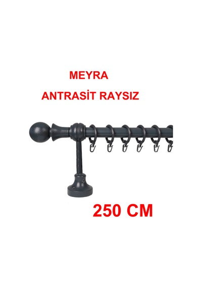 Meyra Demonte Başlıklı Ahşap Rustik Perde Askısı - Raysız -antrasit 250 Cm Antrasit