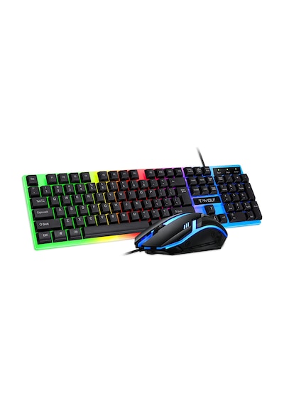 T-Wolf TF230 Ergonomik USB Kablolu RGB Arka Işıklı Klavye Fare Seti