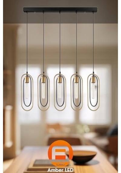 Metal Gövdeli 5'li Sarkıt Avize Modern Tasarım Mutfak Ve Salon İçin, Siyah-2061 Diğer