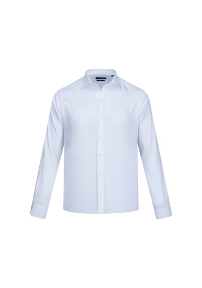 Hatemoğlu Beyaz Slim Fit Açık İtalyan Yaka Uzun Kollu Saten Gömlek