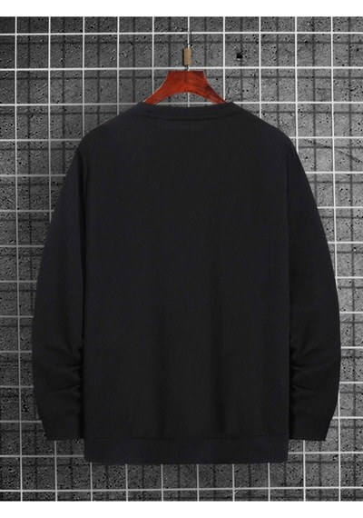 Erkek Yaka Chıcago Baskılı Oversize Sweatshirt Siyah Kırmızı