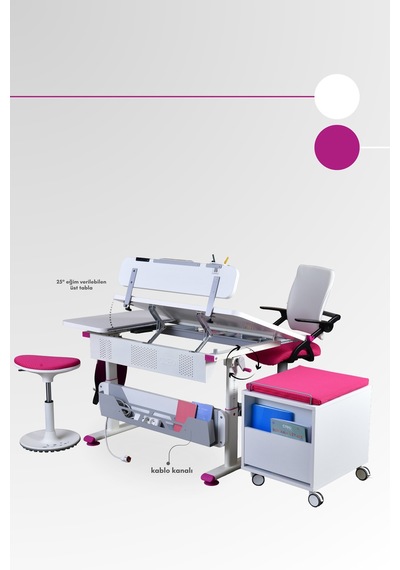 Creo Mobili Yükseklik Ve Eğim Ayarlı, Vega Premium Bilgisayar Ve Çalışma Masası Takımı Beyaz/fuşya Gri Creo Mobili Yükseklik Ve Eğim Ayarlı, Vega Premium Bilgisayar Ve Çalışma Masası Takımı Beyaz/fuşya Gri