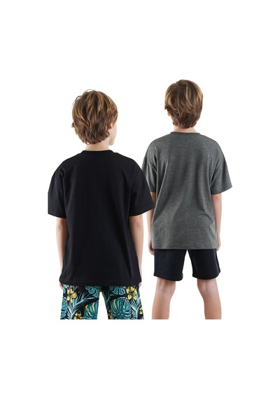 Denokids Erkek Çocuk Basic Oversize 2'li T-shirt Takım Renkli Çok Renkli