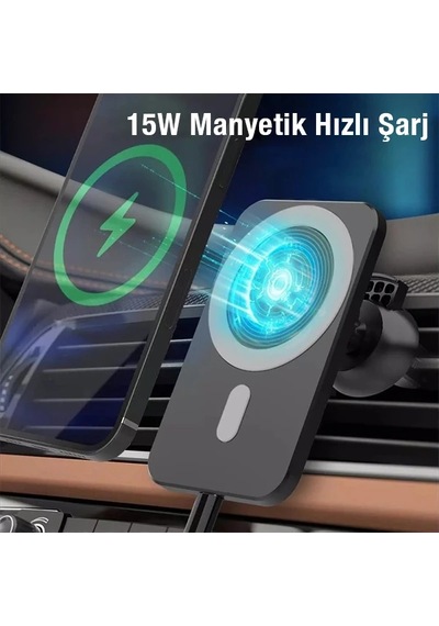 Ally N16 15w Magsafe Uyumlu Araç İçi Telefon Tutucu- 5775 Siyah
