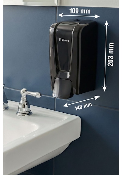 Flosoft F248S Manuel Gagalı Sıvı Sabun Dispenseri, 700 Ml Banyo Mutfak Duvara Monte Sabunluk Siyah