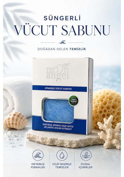Süngerli Sabun Doğal Güzellik Atlantic Ocean Extract Vücut Sabunu Okyanus Esintisi