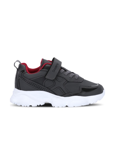Slazenger Fıffy Unisex Çocuk Cırtlı Koyu Gri / Kırmızı Günlük Spor Ayakkabısı Koyu Gri - Kırmızı