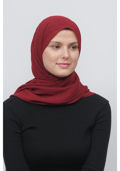 Altobeh Kadın Pratik Kırışık Krinkıl Mira Tesettür Şal - Koyu Bordo