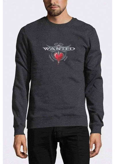 Bon Jovi Baskılı Füme Antrasit Erkek Sweatshirt