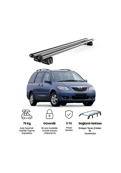Pençe Mazda 5 Mpv 2005-2010 Uyumlu Gri Ara Atkı Port Bagaj Tavan Barı