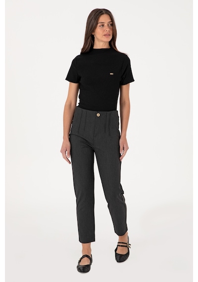 U.S. Polo Assn. Kadın Antrasit Carrot High Waist Fit Kanvas Pantolon 50309121-VR006