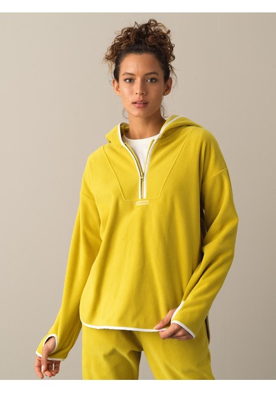 Xint Sarı Oversize Kapüşonlu Polar Sweatshirt 400525