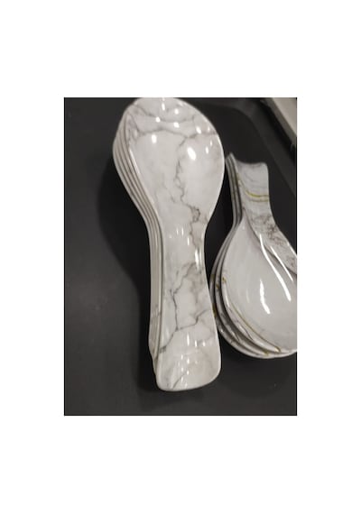 Desenli Melamin Ocak Yanı Kaşıklık - Melamin Kirli Kaşık Altlığı Kepçe, Kaşık Nihalesi 26 X 9 Cm Desenli