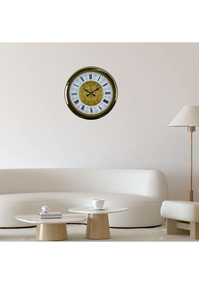 Gold Motifli 40 Cm Metal Duvar Saati Diğer
