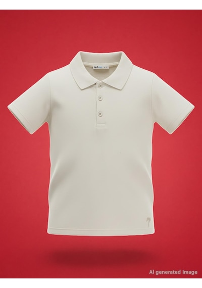 Civil Boys Erkek Çocuk Palmiye Nakışlı Polo Yaka 6-9 Yaş Tişört - Bej Taş Rengi