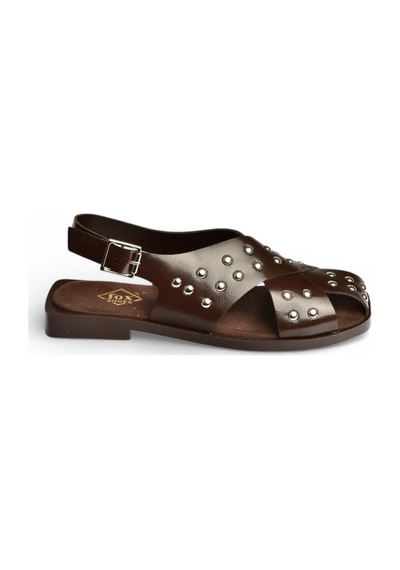 Fox Shoes Y458502760 Kahverengi Rustik Zımba Detaylı Kadın Sandalet Kahverengi