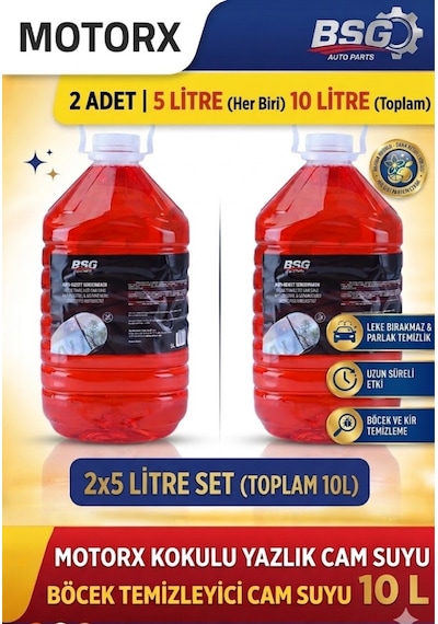 Auto Parts Böcek Temizleyici Yazlık Cam Suyu 5 Lt X 2 Adet - Toplam 10 Litre  Seti - Konsantre Formül