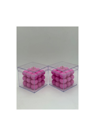 Şeffaf Kutulu İkili Pembe Bubble Mum-doğal %100 Soya Wax Dekor Mum Düğün, Nişan,kına Hediyelik