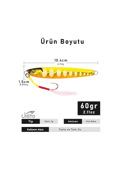 Jig, Zoka, Suni Yem, Glow Uv Metal Jig, 60gr 10cm Jıgto Tide 60