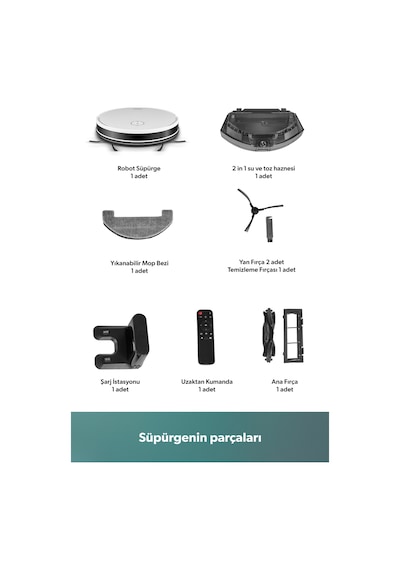Homend Alex 1288H Moplu Ve Akıllı Robot Süpürge Gyroscope Beyaz