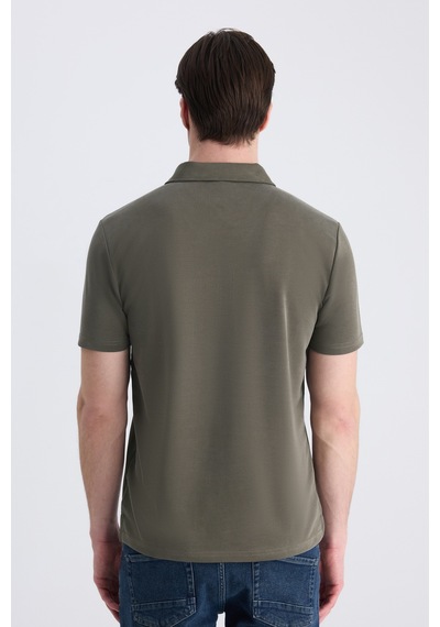 Twn Slim Fit Haki Düz Modal T-shirt 4ec1459811112 H01